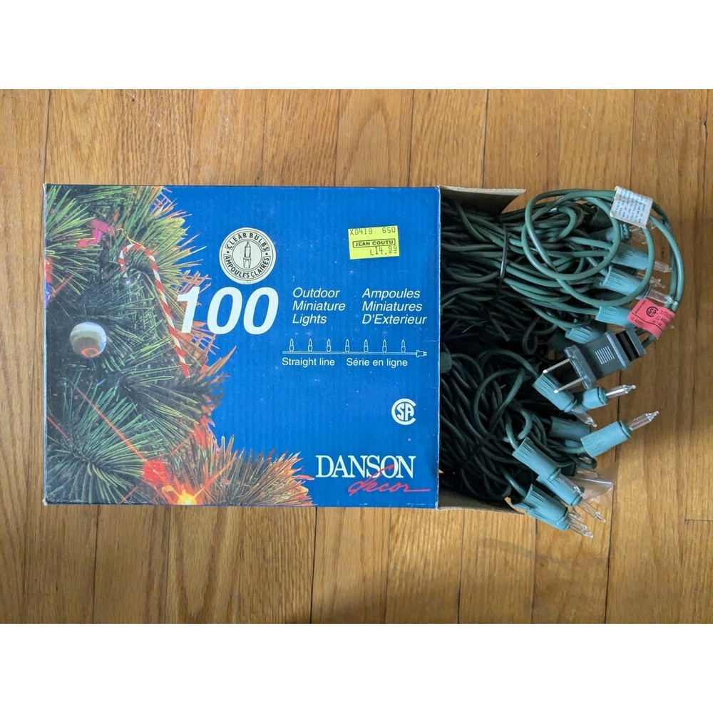 Vintage Danson Decor 100 Clear Mini Christmas Lights Outdoor Set‎ Untested